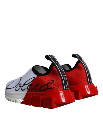 Pre-owned Dolce & Gabbana White Red Low Top Sorrento Men Sneakers Women's Shoes () In White And Red