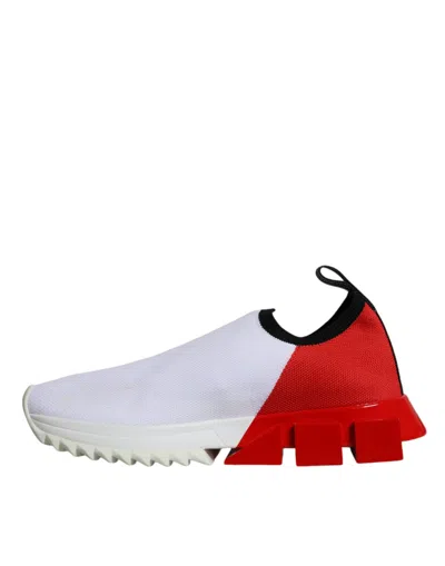 Pre-owned Dolce & Gabbana White Red Low Top Sorrento Men Sneakers Women's Shoes () In White And Red