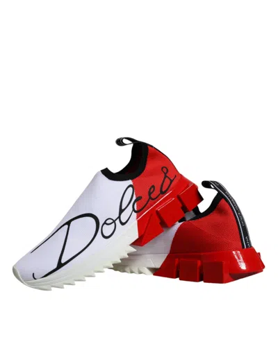 Pre-owned Dolce & Gabbana White Red Low Top Sorrento Men Sneakers Women's Shoes () In White And Red