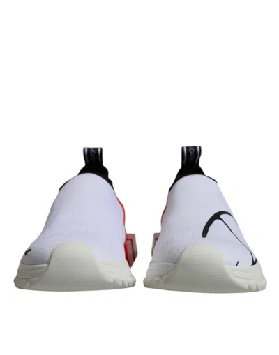 Pre-owned Dolce & Gabbana White Red Low Top Sorrento Men Sneakers Women's Shoes () In White And Red