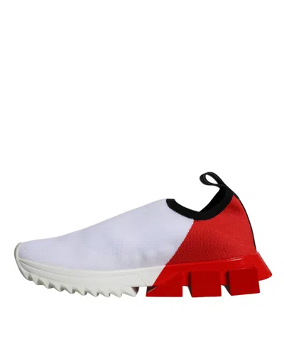 Pre-owned Dolce & Gabbana White Red Low Top Sorrento Men Sneakers Women's Shoes () In White And Red