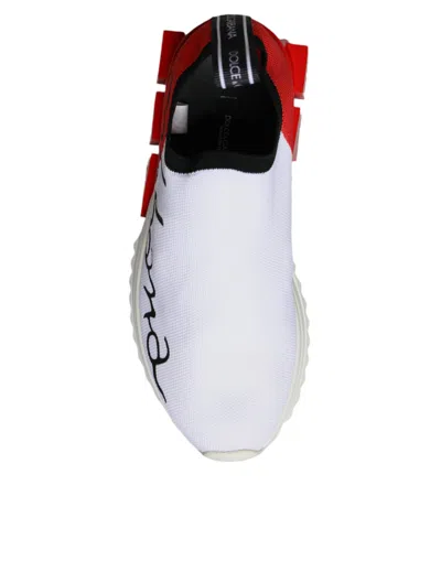 Pre-owned Dolce & Gabbana White Red Low Top Sorrento Men Sneakers Women's Shoes () In White And Red