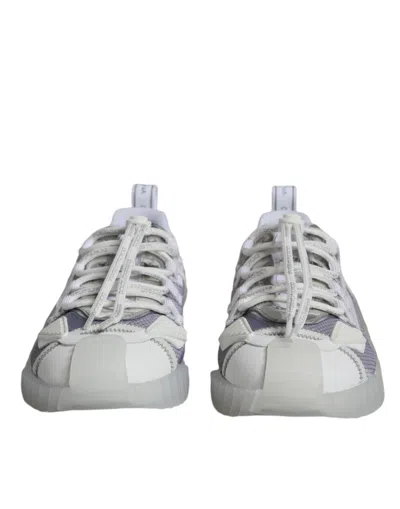 Dolce & Gabbana White Silver Low Top Ns1 Sneakers Shoes In White