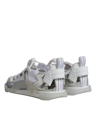 Dolce & Gabbana White Silver Low Top Ns1 Sneakers Shoes In White