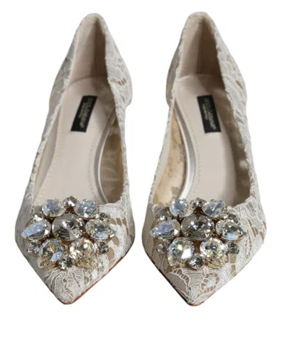 Dolce & Gabbana Bellucci 60 Crystal-embellished Pumps In Taormina Lace In White
