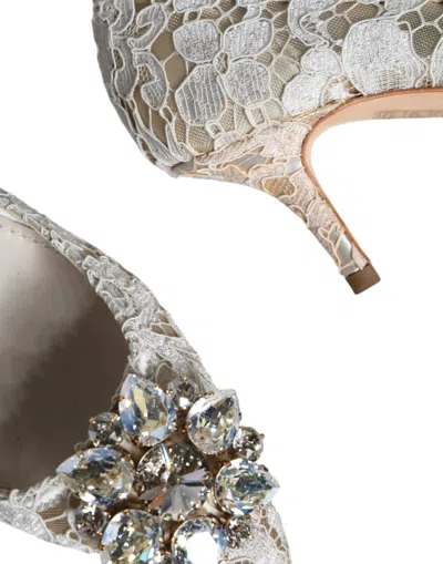 Dolce & Gabbana Bellucci 60 Crystal-embellished Pumps In Taormina Lace In White