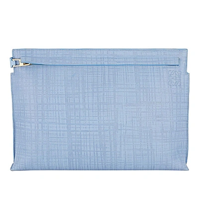 Shop Loewe Large Textured Leather Pouch In Light Blue
