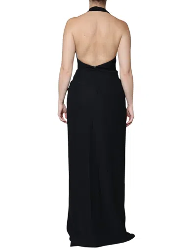 Pre-owned Emporio Armani Black Sleeveless Halter Sheath Long Gown Women's Dress ()