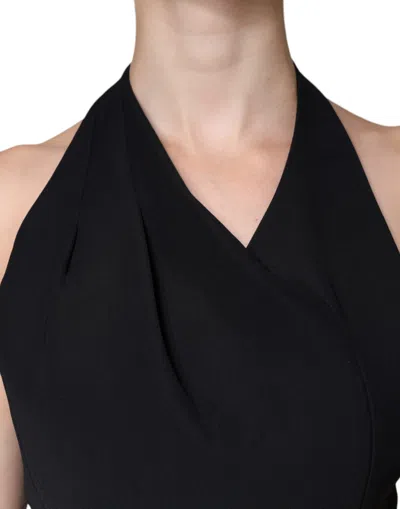 Pre-owned Emporio Armani Black Sleeveless Halter Sheath Long Gown Women's Dress ()