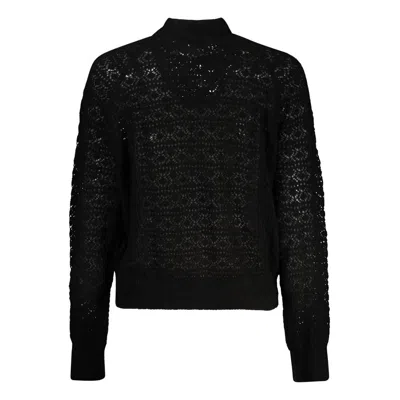 Guess Jeans Black Alpaca Leather Sweater In Black