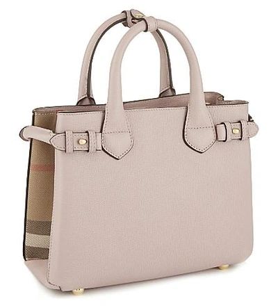 Shop Burberry Banner Small Leather Shoulder Bag In Pale Orchid