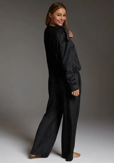 Bebe Velour Pant Set With Mirror Paper In Black Beauty