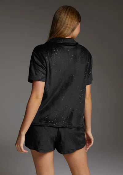 Bebe Mirror Paper Notch Short Sleeve Set In Black Beauty