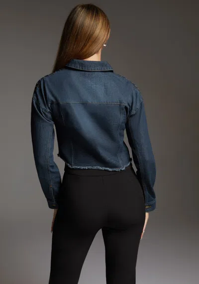 Bebe The Crop Denim Jacket In Indigo Wash