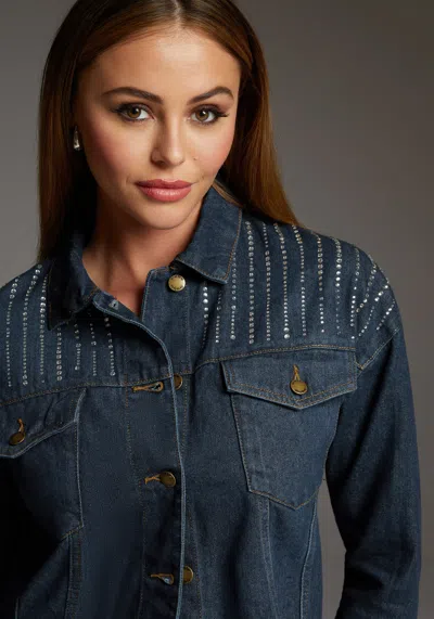 Shop Bebe The Crop Denim Jacket In Indigo Wash