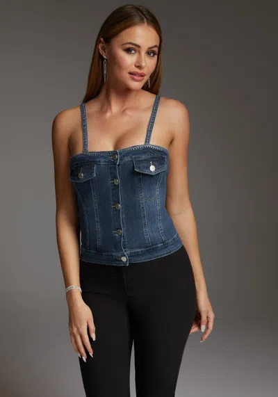 Bebe The Corset Tank In Indigo Wash