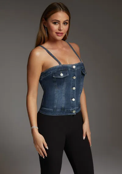 Bebe The Corset Tank In Indigo Wash