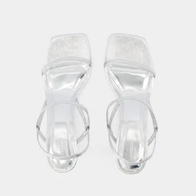 Anine Bing Hilda Leather Ankle-strap Pumps In Silver