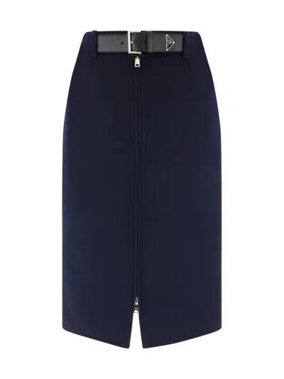 Prada Midi Skirt In Blue