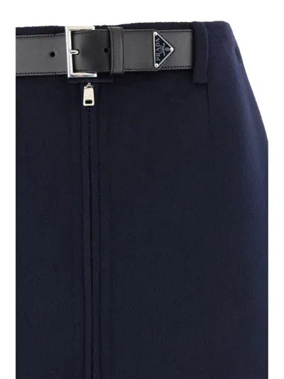 Prada Midi Skirt In Blue