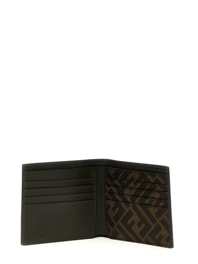Fendi Men's Leather And Ff Canvas Compact Bi Fold Wallet