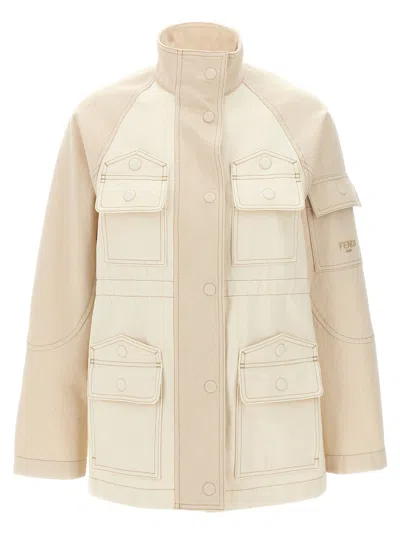 Fendi Two-tone Cotton Denim Parka