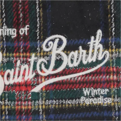 MC2 SAINT BARTH MC2 SAINT BARTH WOOL BLEND CLUTCH BAG WITH CHECK PATTERN AND LOGO 