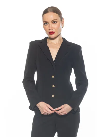 Alexia Admor Gwen Jacket Star Button Blazer In Black