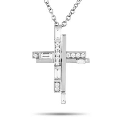 Harry Winston Symbols Platinum 0.72ct Diamond Cross Necklace Hw21-112624 In White