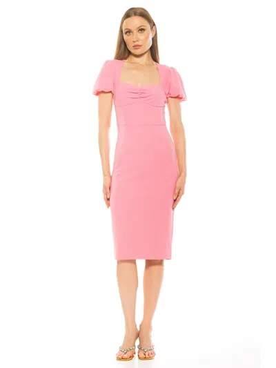Alexia Admor Clara Crewneck Draped Sheath Dress In Pink