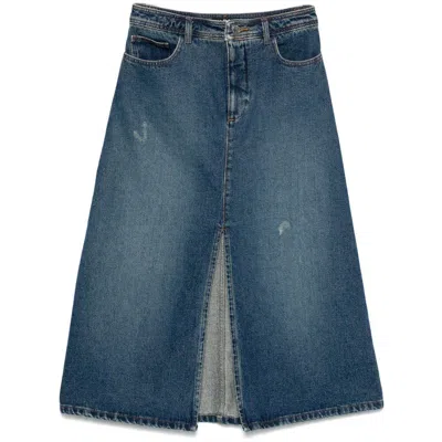 Apc 'georgia Denim Midi Skirt In In Blue
