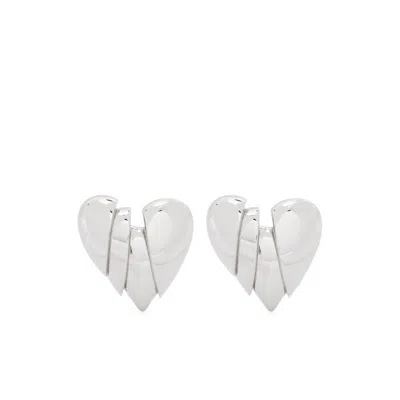 Amina Muaddi Silver Heartbreaker Earrings In Silver