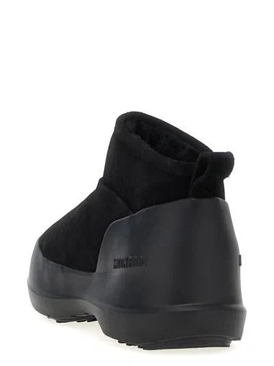 Moon Boot Black Suede Mezzaluna Ankle Boots In Black