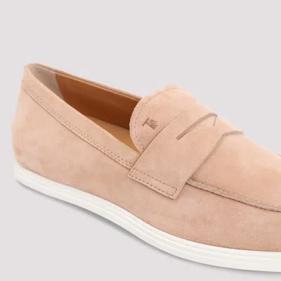 Tod's Suede Leather Loafers In Beige