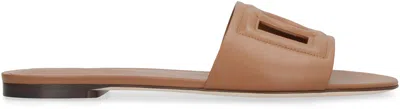 Dolce & Gabbana Leather Slide Sandals With Cut-out Front Details