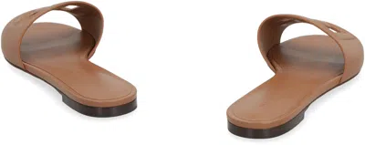 Dolce & Gabbana Leather Slide Sandals With Cut-out Front Details