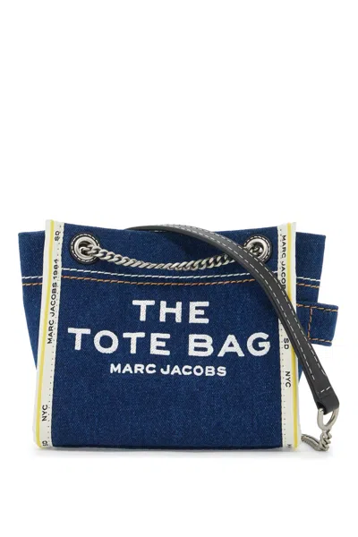 Marc Jacobs The Medium Tote In Blue Denim With Embroidered Logo