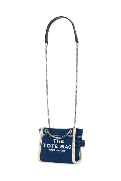 Marc Jacobs The Medium Tote In Blue Denim With Embroidered Logo