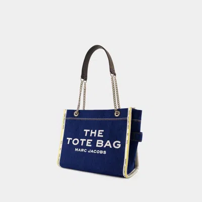 Marc Jacobs The Medium Tote In Blue Denim With Embroidered Logo