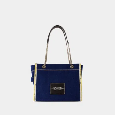 Marc Jacobs The Medium Tote In Blue Denim With Embroidered Logo