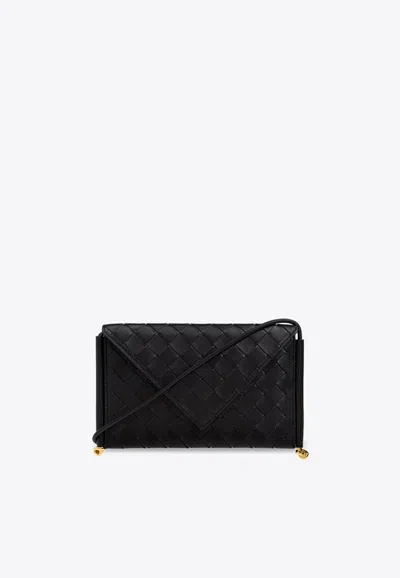 Bottega Veneta Womens Fondant-m Brass Intrecciato-leather Cross-body Bag In Black