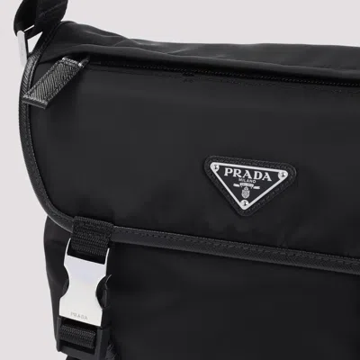 Prada Re-nylon And Saffiano Leather Shoulder Bag In Black
