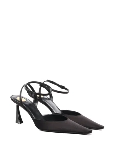 Saint Laurent Aimee Leather-trimmed Satin Pumps