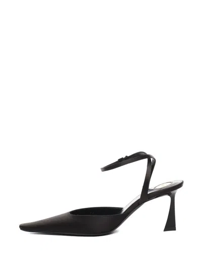 Saint Laurent Aimee Leather-trimmed Satin Pumps