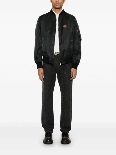 Valentino Nylon Bomber With Leather Patch And Vlogo Detail