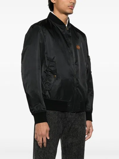 Valentino Nylon Bomber With Leather Patch And Vlogo Detail