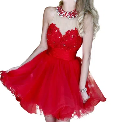 Sherri Hill Embellished Short Prom Dress In Red In Red