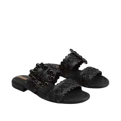 Sam Edelman Elisa Slide Sandal Black Raffia In Black