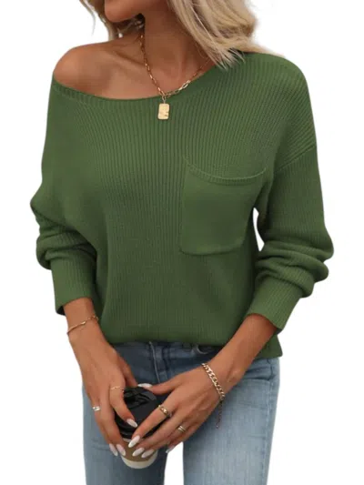 Asia Direct+ Portia Chest Pocket Slouchy Sweater In Green In Green
