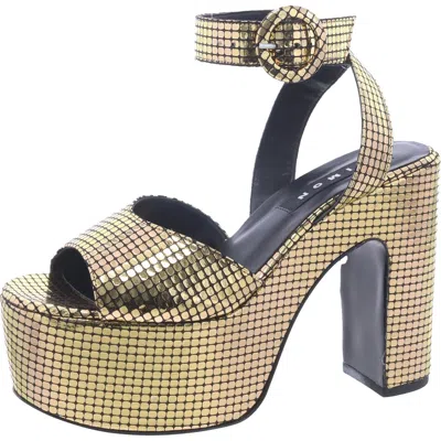 Simon Miller Womens Faux Leather Adjustable Block Heel In Gold